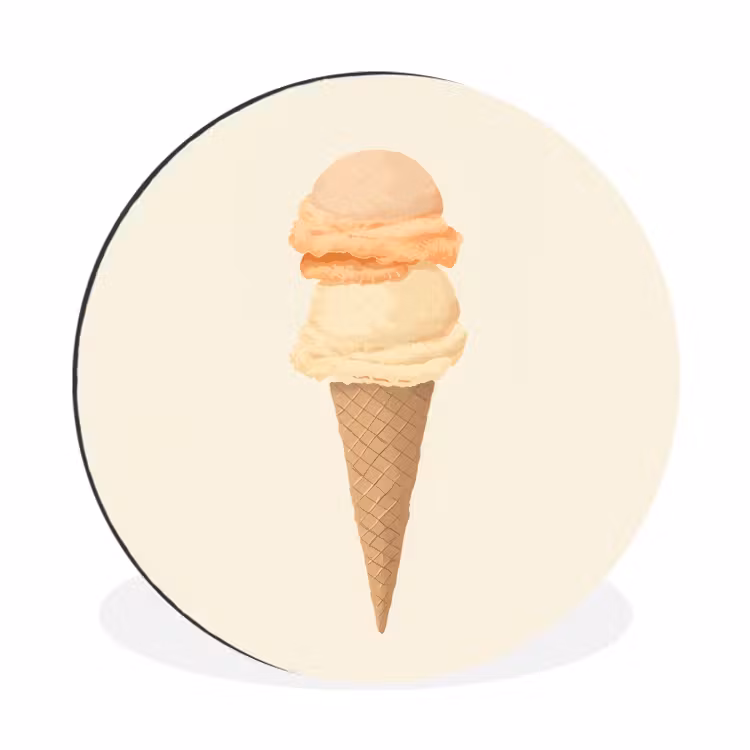 Wandcirkel - Aluminium - Minimalistisch - Schepijs - Hoorntje - Beige — 1
