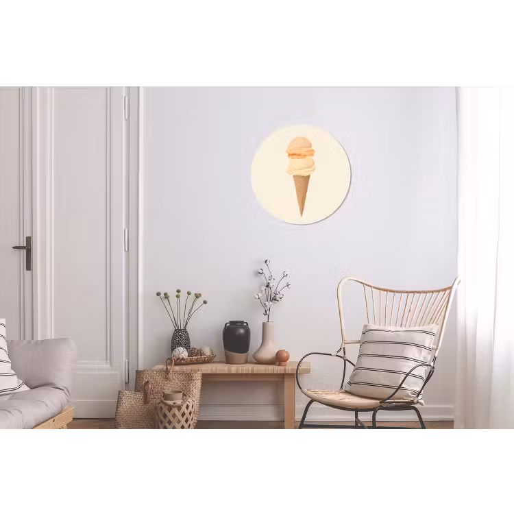 Wandcirkel - Aluminium - Minimalistisch - Schepijs - Hoorntje - Beige — 2