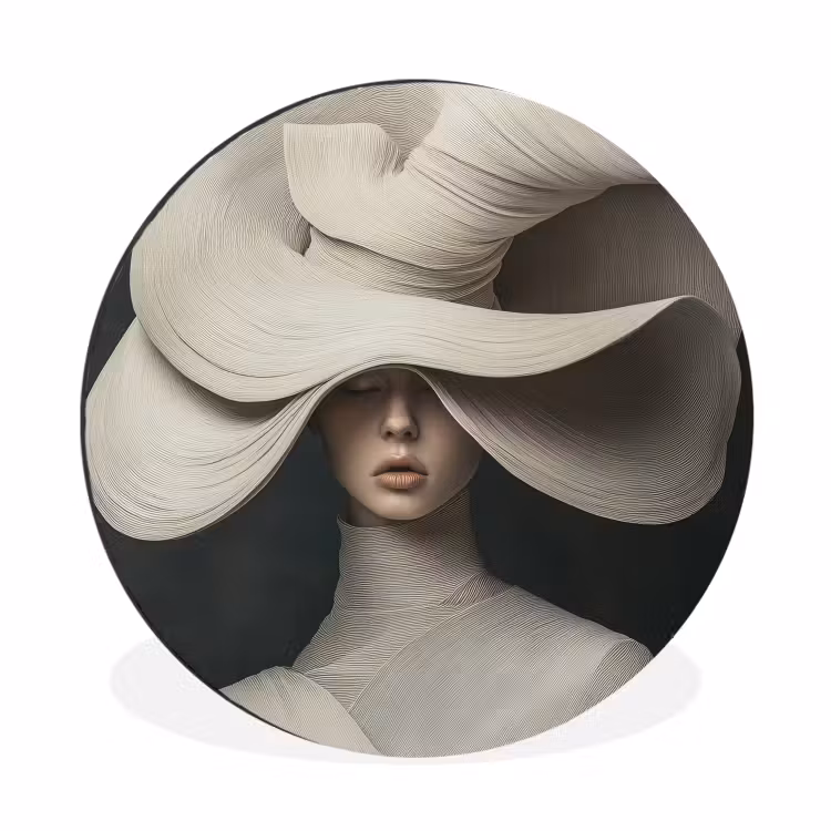 Wandcirkel - Aluminium - Modern - Vrouw - Hoed — 1