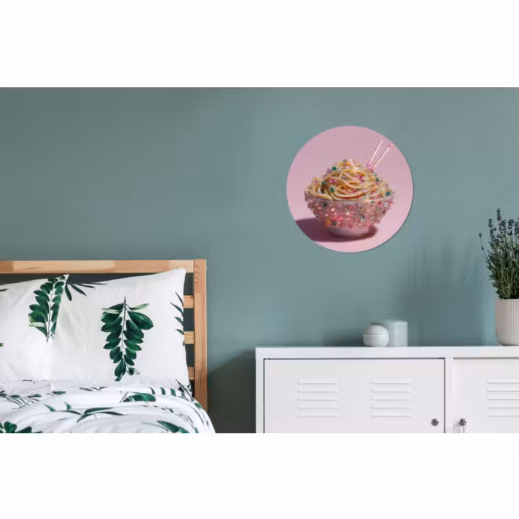 Wandcirkel - Aluminium - Noodles - Edelstenen - Stokjes - Roze — 4
