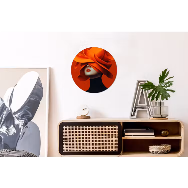Wandcirkel - Aluminium - Oranje - Hoed - Vrouw — 3
