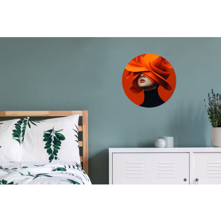 Wandcirkel - Aluminium - Oranje - Hoed - Vrouw — 4