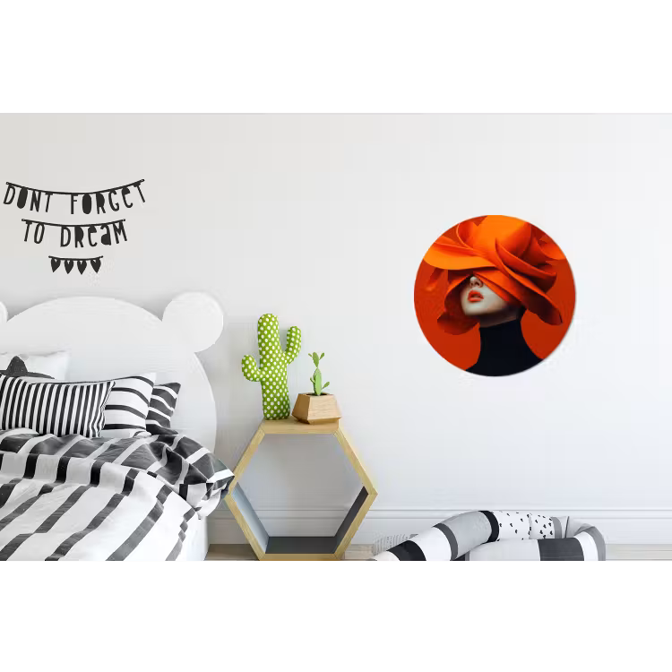 Wandcirkel - Aluminium - Oranje - Hoed - Vrouw — 5