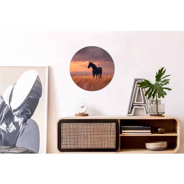 Wandcirkel - Aluminium - Paard - Wolken - Open veld — 3