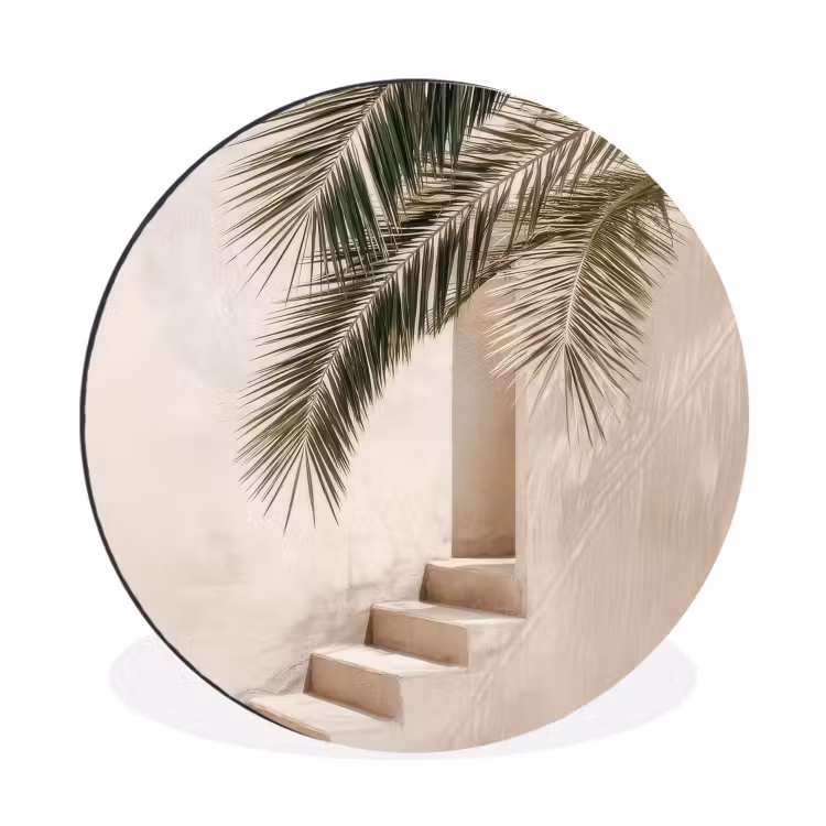 Wandcirkel - Aluminium - Palmboom - Schaduw - Trap - Beige — 1