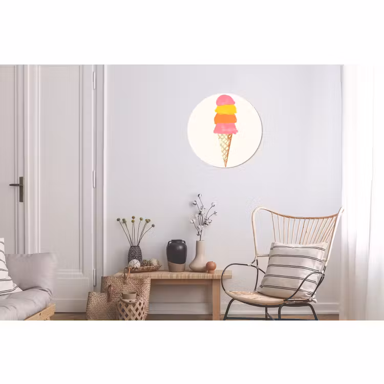 Wandcirkel - Aluminium - Schepijs - Hoorntje - Illustratie - Minimalistisch — 2