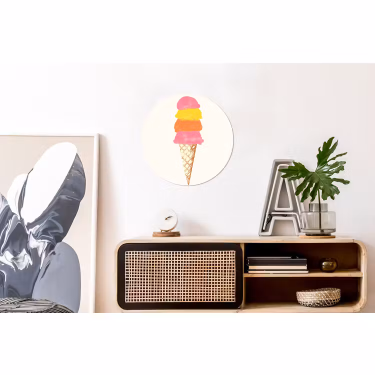 Wandcirkel - Aluminium - Schepijs - Hoorntje - Illustratie - Minimalistisch — 3