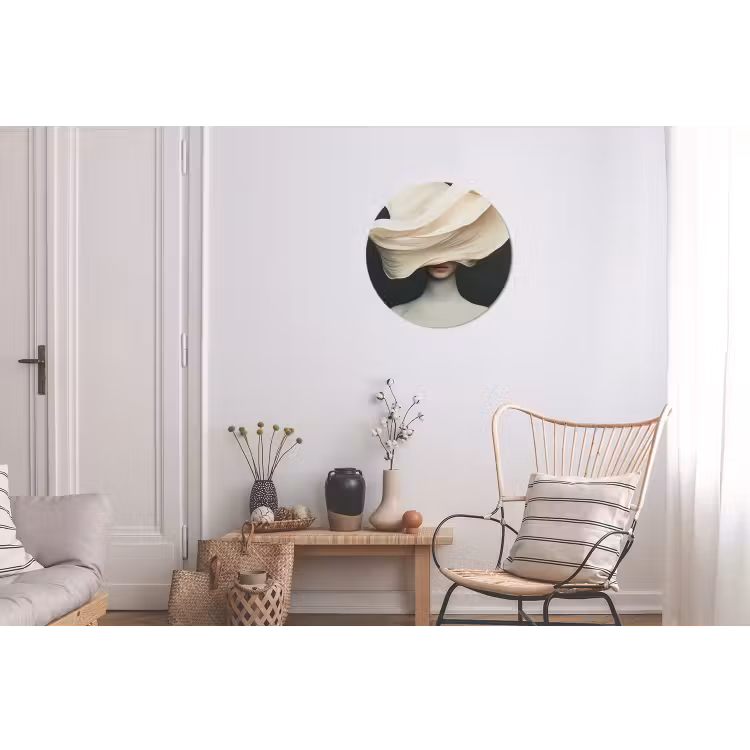 Wandcirkel - Aluminium - Vrouw - Beige - hoed — 2