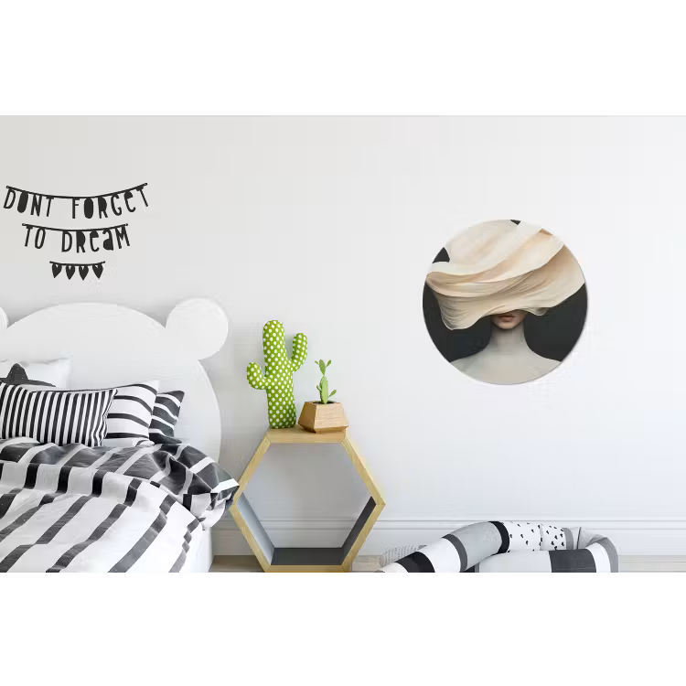 Wandcirkel - Aluminium - Vrouw - Beige - hoed — 5
