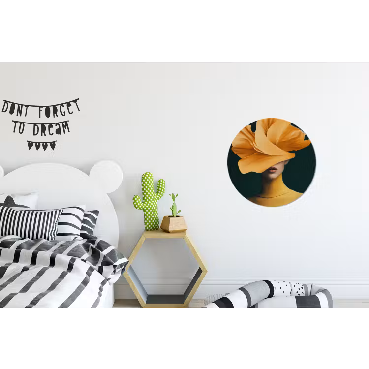 Wandcirkel - Aluminium - Vrouw - Hoed - Geel — 5