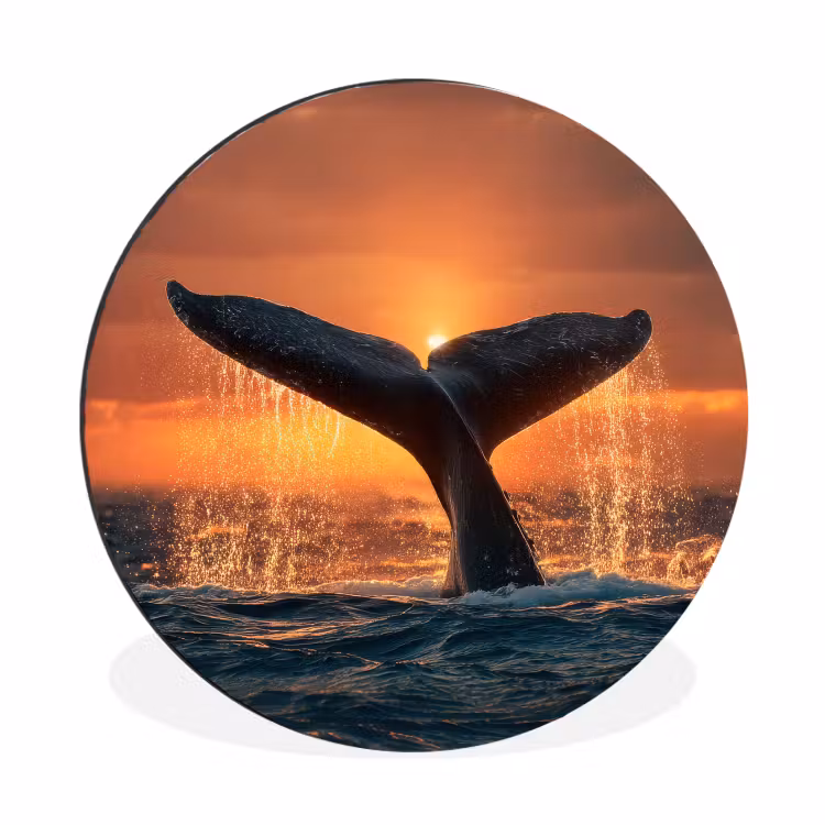 Wandcirkel - Aluminium - Walvis staart - Water - Zonsondergang — 1