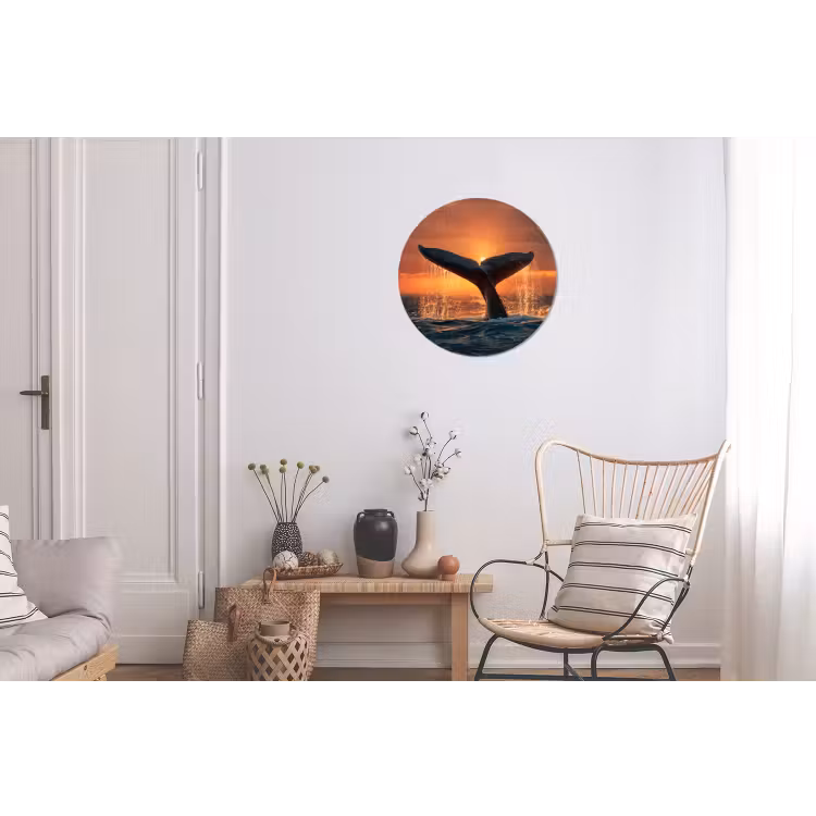 Wandcirkel - Aluminium - Walvis staart - Water - Zonsondergang — 2
