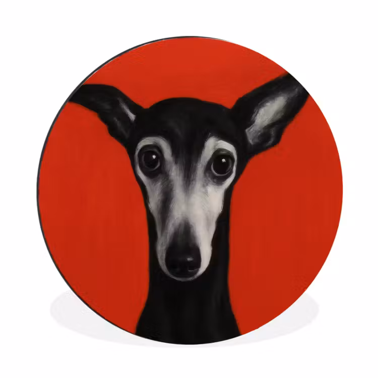 Wandcirkel - Aluminium - Windhond - Minimalistisch - Rood — 1