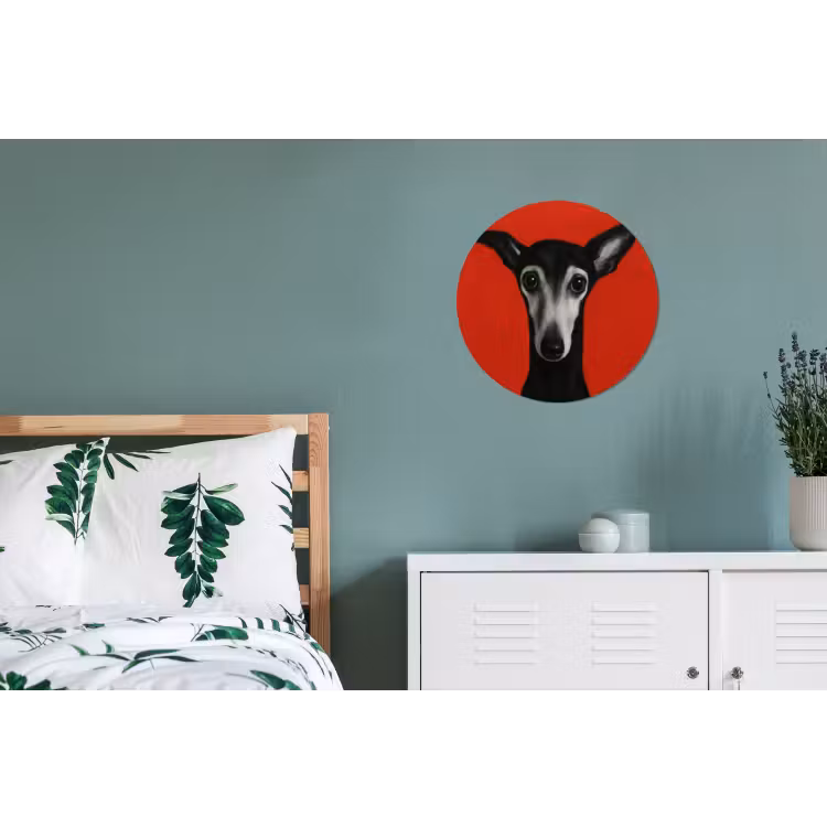 Wandcirkel - Aluminium - Windhond - Minimalistisch - Rood — 4