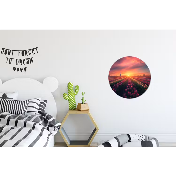Wandcirkel - Aluminium - Windmolen - Zonsondergang - Landschap — 5