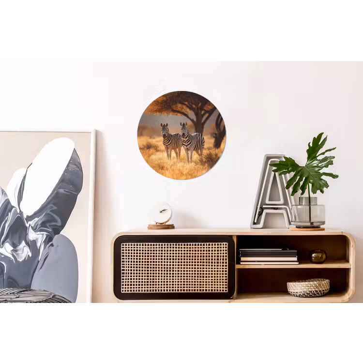 Wandcirkel - Aluminium - Zebra's - Savannelandschap - Gras — 3