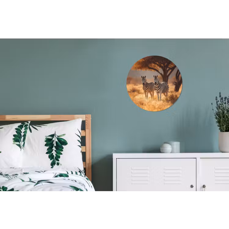 Wandcirkel - Aluminium - Zebra's - Savannelandschap - Gras — 4