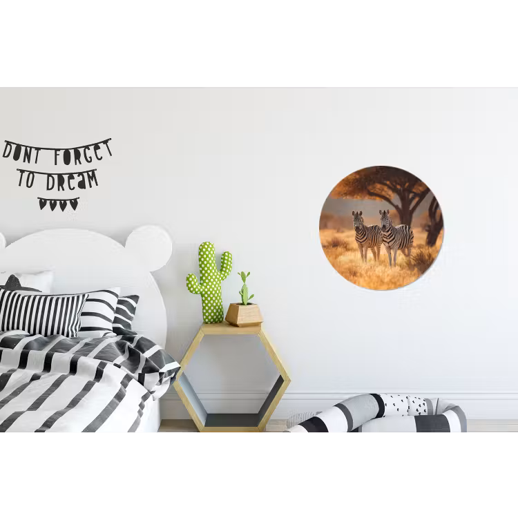 Wandcirkel - Aluminium - Zebra's - Savannelandschap - Gras — 5