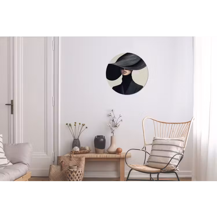 Wandcirkel - Aluminium - Zwart - Vrouw - Hoed — 2