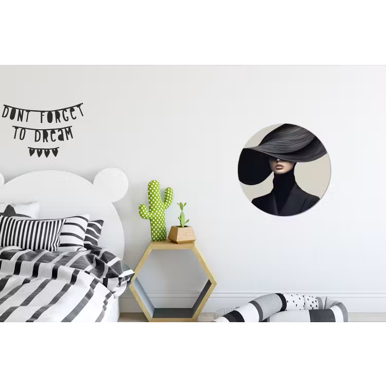 Wandcirkel - Aluminium - Zwart - Vrouw - Hoed — 5