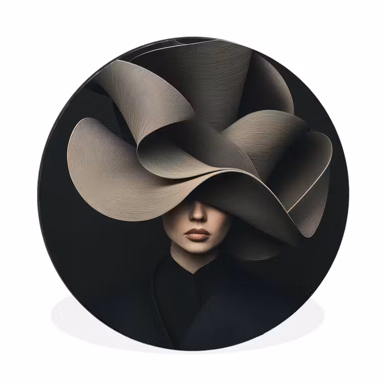 Wandcirkel - Aluminium - Zwarte - Hoed - Vrouw — 1