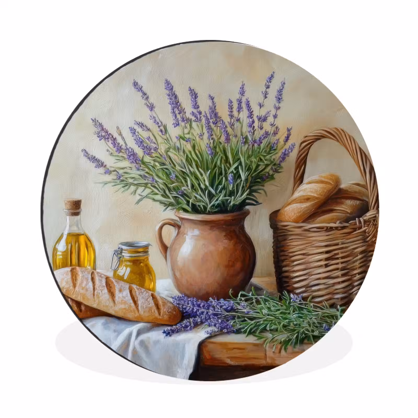 Wandcirkel - Aluminium - Lavendel - Brood - Stilleven — 1