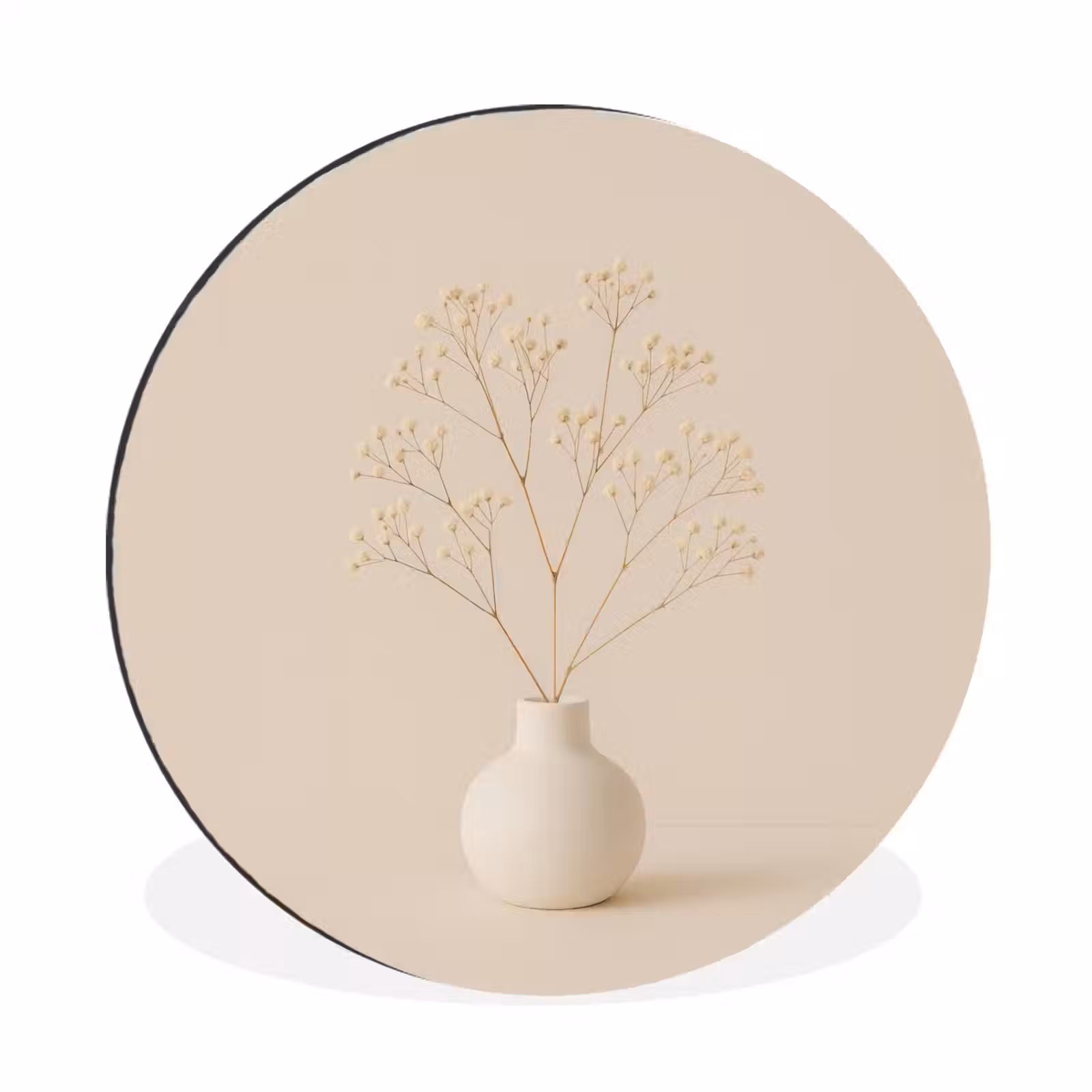 Wandcirkel - Aluminium - Vaas - Takken - Bloemetjes - Wit — 1