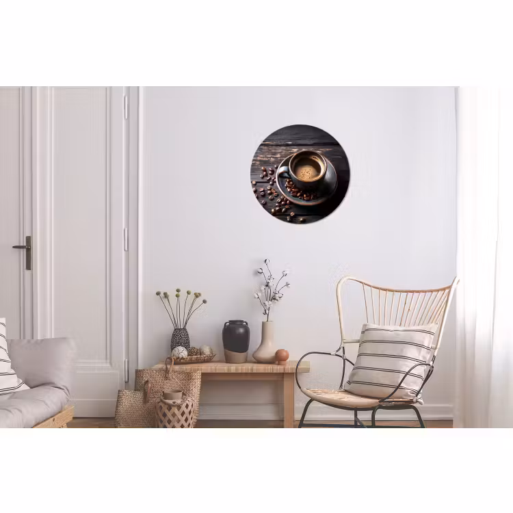 Wandcirkel - Aluminium - Kop - Koffie - Hout - Bonen — 2