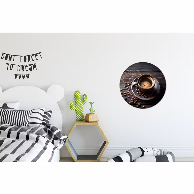 Wandcirkel - Aluminium - Kop - Koffie - Hout - Bonen — 5