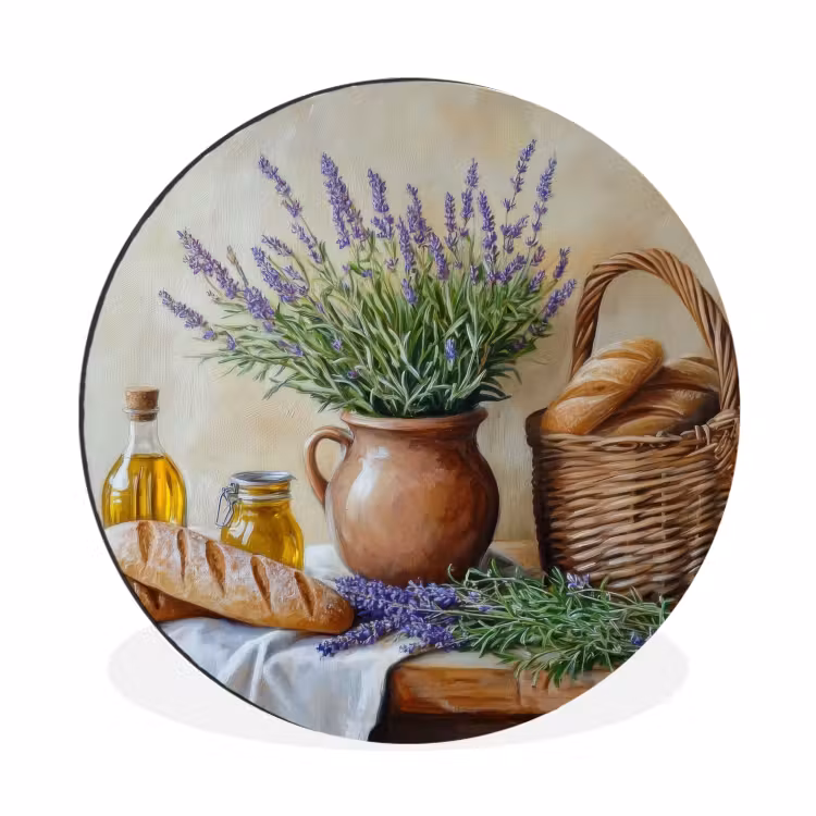 Wandcirkel - Aluminium - Lavendel - Brood - Stilleven — 1