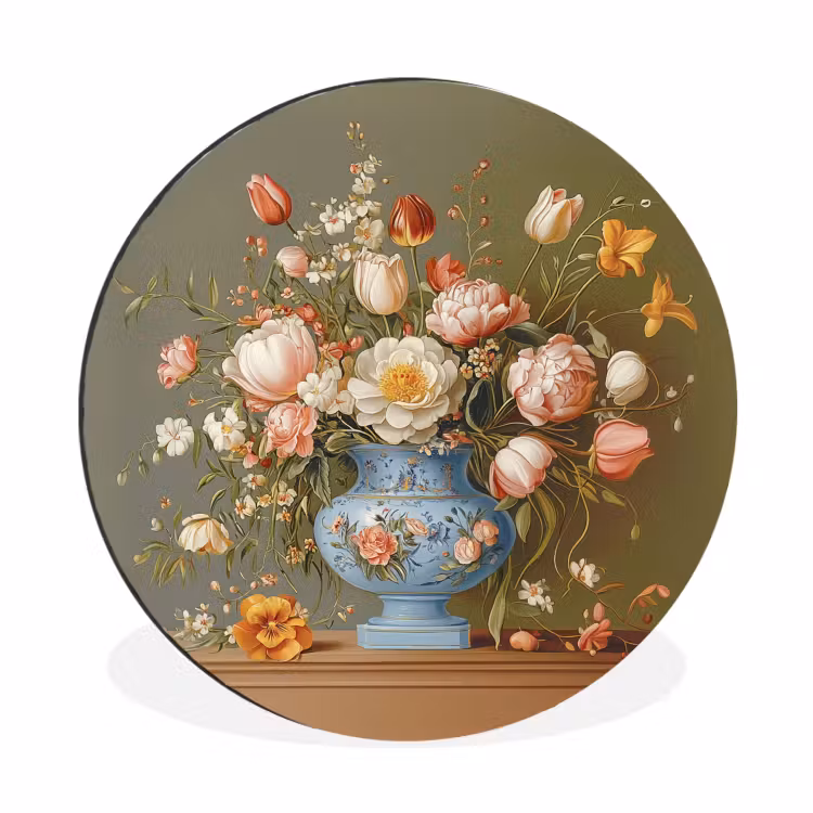 Wandcirkel - Aluminium - Neutral - Bloemen - Boeket - Vaas — 1