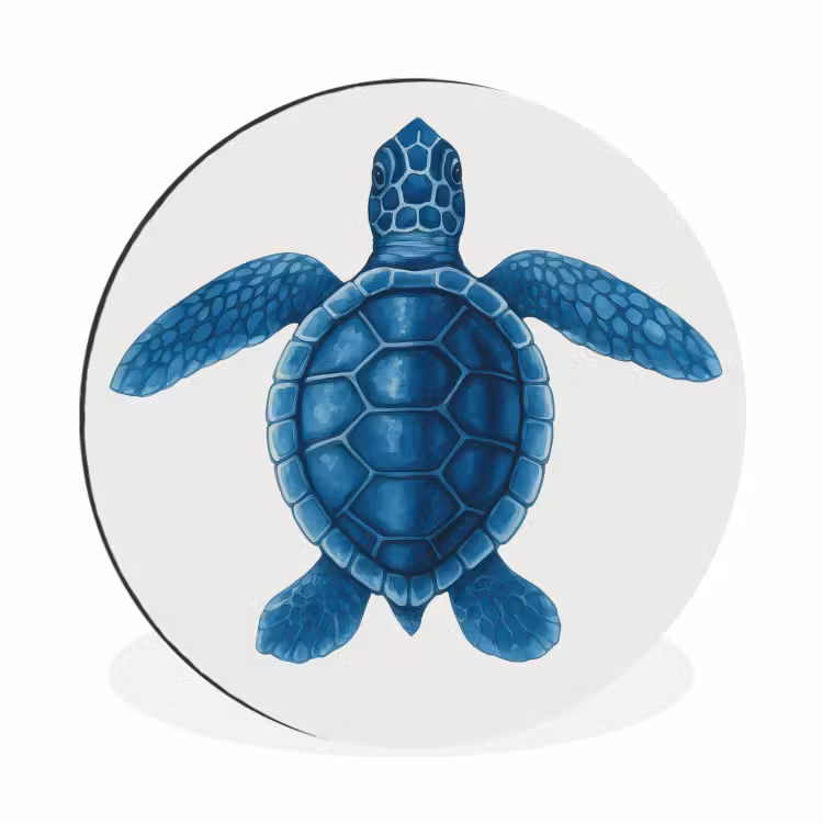 Wandcirkel - Aluminium - Schildpad - Blauw - Schild — 1