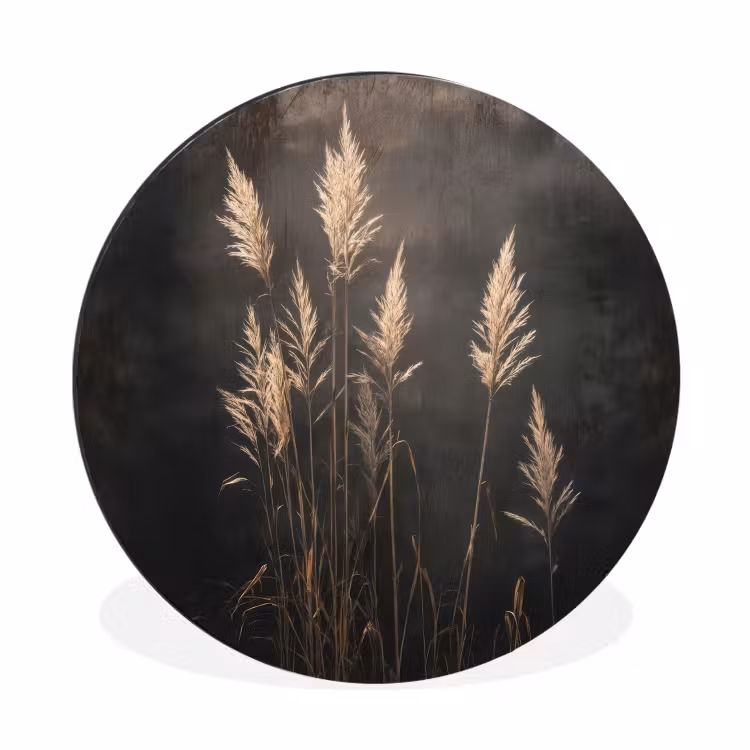 Wandcirkel - Aluminium - Siergras - Pluimen - Verlichting - Zwart — 1