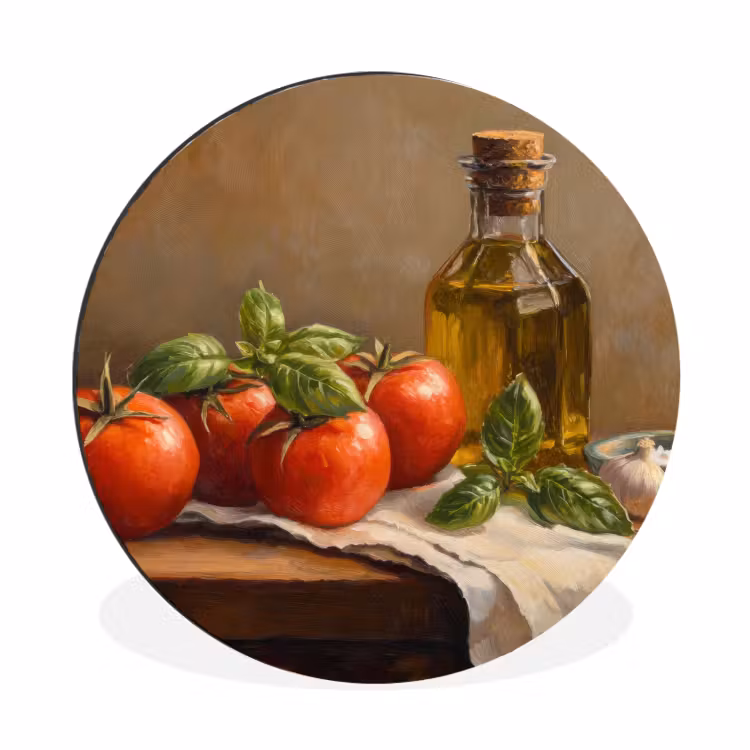 Wandcirkel - Aluminium - Tomaten - Olijfolie - Stilleven — 1