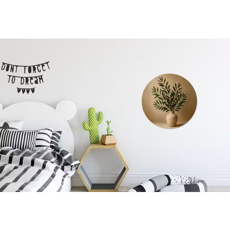 Wandcirkel - Aluminium - Vaas - Olijftakken - Bladeren - Beige — 5