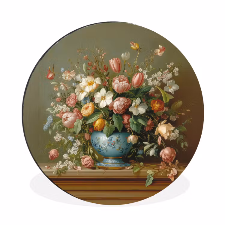 Wandcirkel - Aluminium - Vaas - Pastel - Kleuren - Bloemen — 1