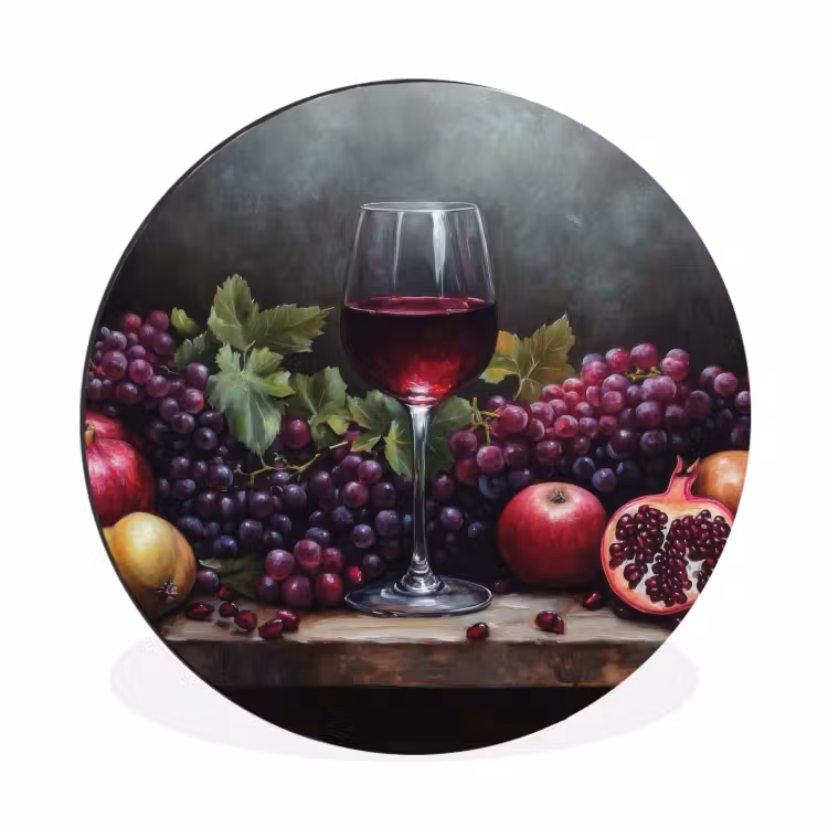 Wandcirkel - Aluminium - Wijn - Fruit - Stilleven — 1