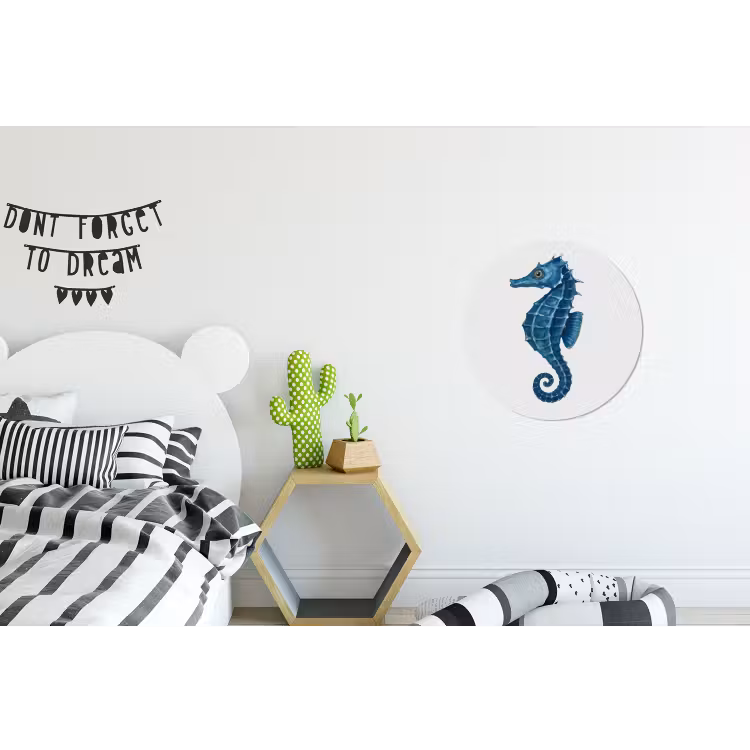 Wandcirkel - Aluminium - Zeepaardje - Staart - Blauw — 5