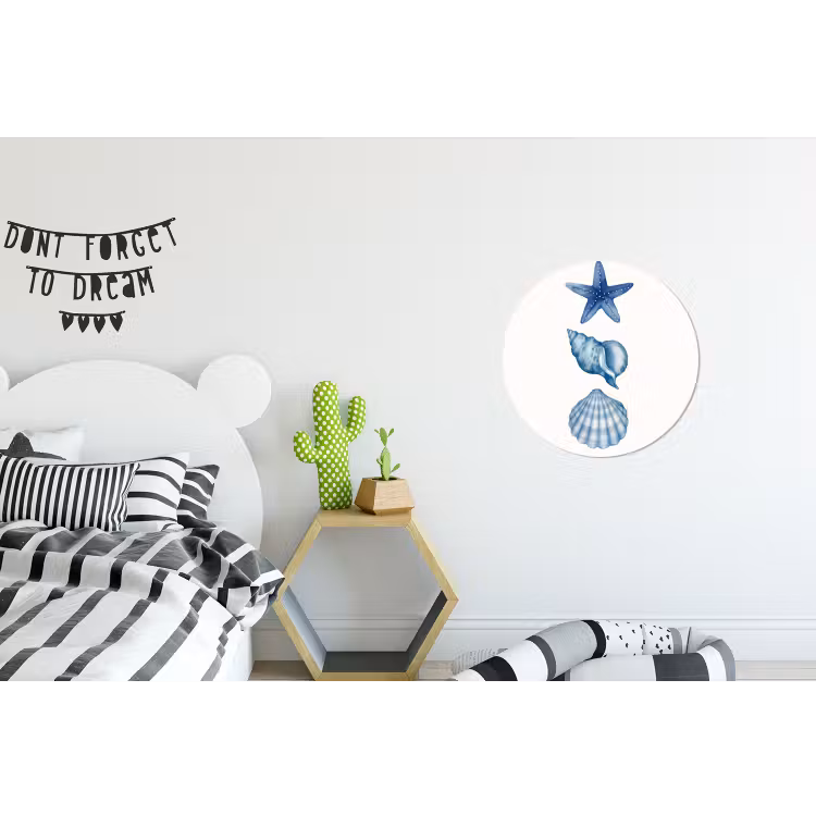 Wandcirkel - Aluminium - Zeester - Schelpen - Blauw — 5