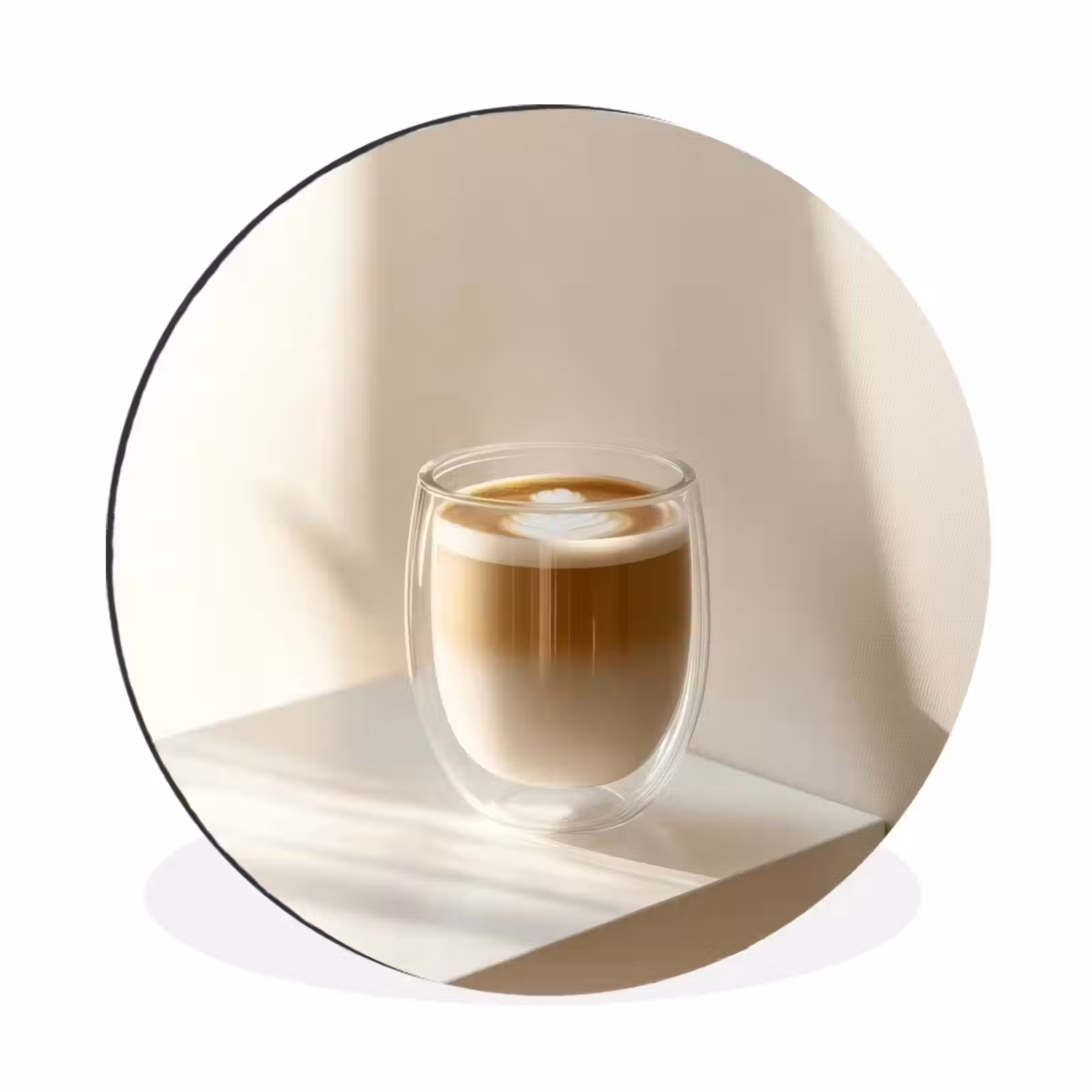 Wandcirkel - Aluminium - Mok - Latte - Minimalistisch - Schaduw — 1