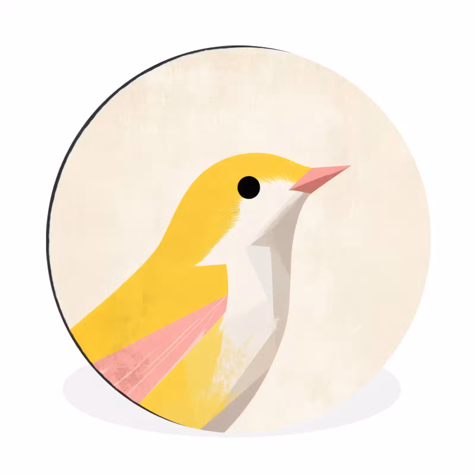 Wandcirkel - Aluminium - Vogel - Minimalistisch - Geel — 1
