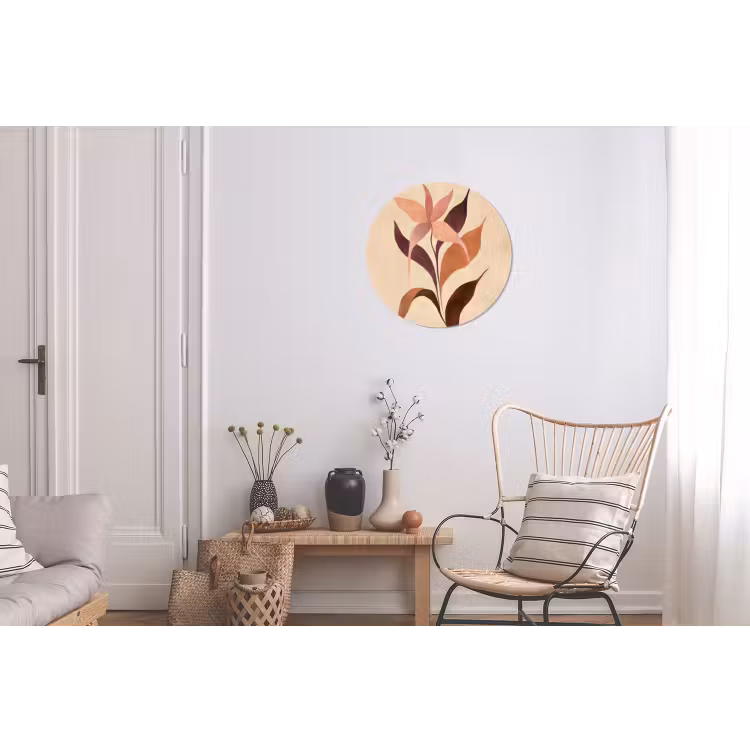 Wandcirkel - Aluminium - Minimalistisch - Bloem - Bladeren - Beige — 2