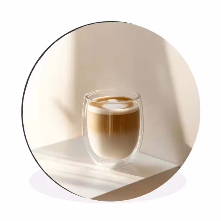 Wandcirkel - Aluminium - Mok - Latte - Minimalistisch - Schaduw — 1