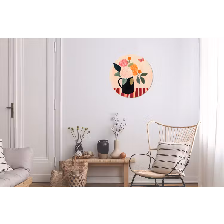 Wandcirkel - Aluminium - Vaas - Bloemen - Vlinder - Rood — 2