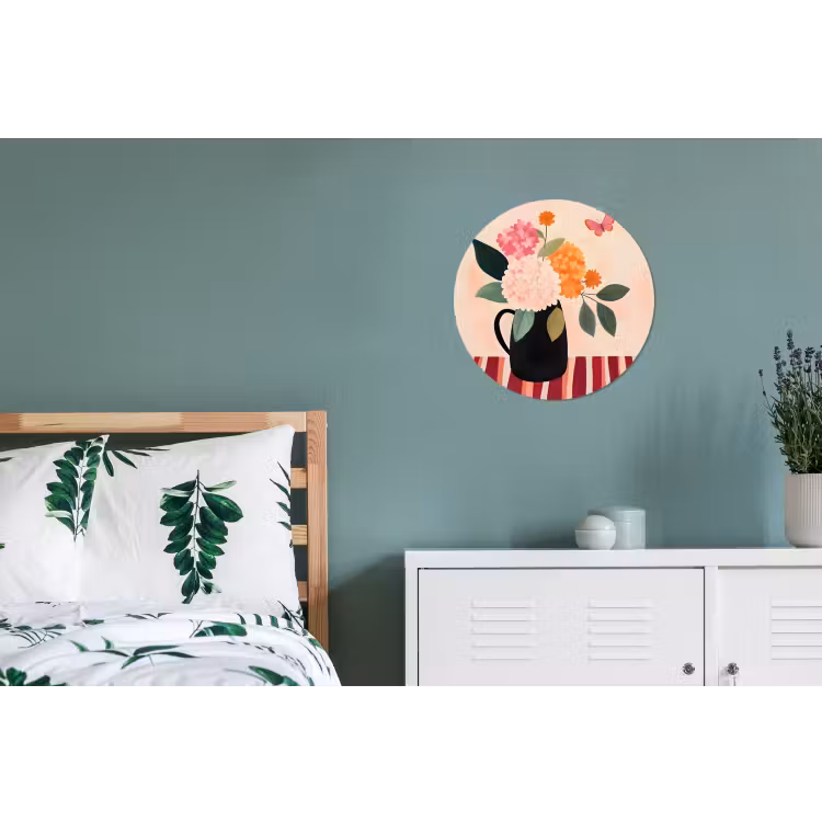Wandcirkel - Aluminium - Vaas - Bloemen - Vlinder - Rood — 4