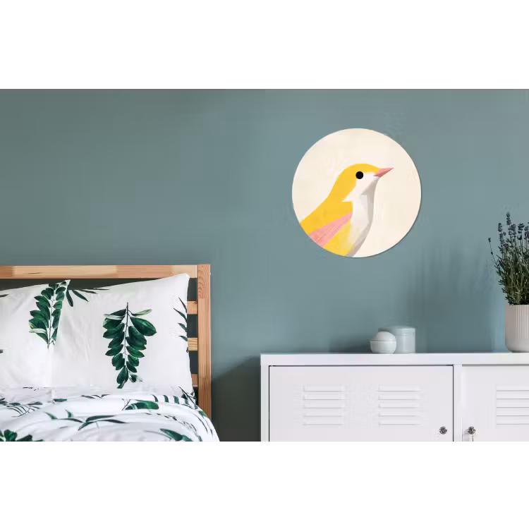 Wandcirkel - Aluminium - Vogel - Minimalistisch - Geel — 4