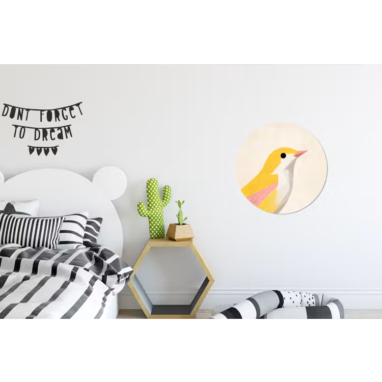 Wandcirkel - Aluminium - Vogel - Minimalistisch - Geel — 5
