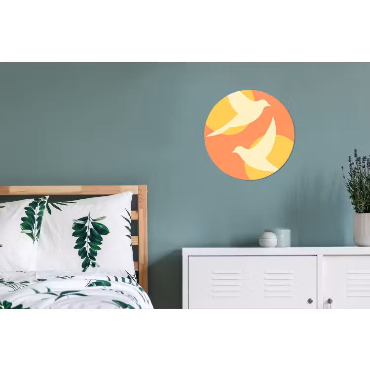 Wandcirkel - Aluminium - Vogels - Cirkels - Geel — 4