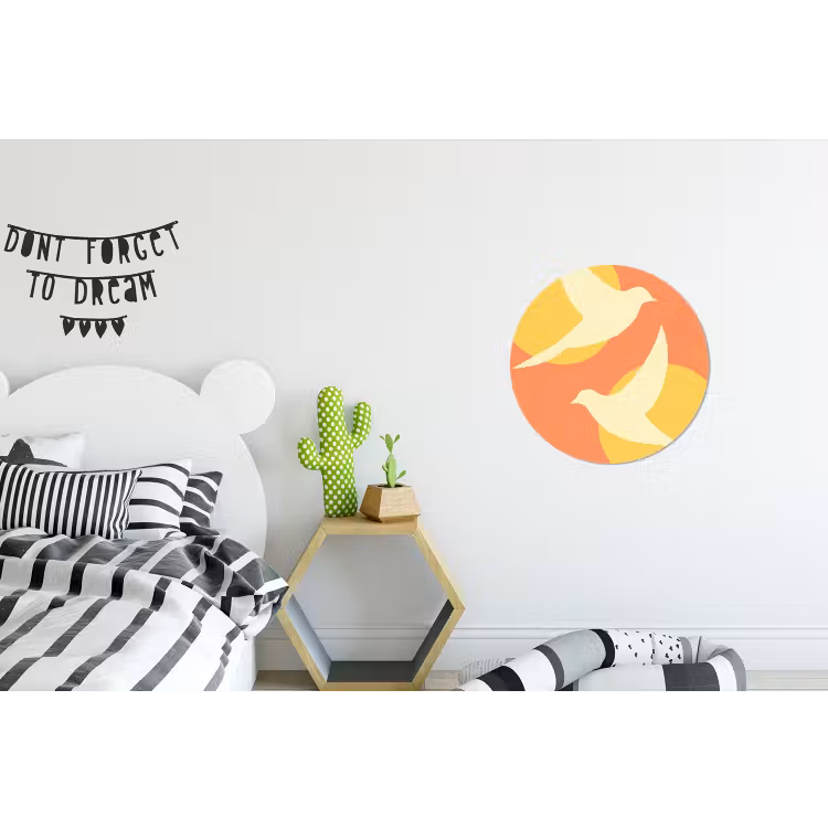 Wandcirkel - Aluminium - Vogels - Cirkels - Geel — 5