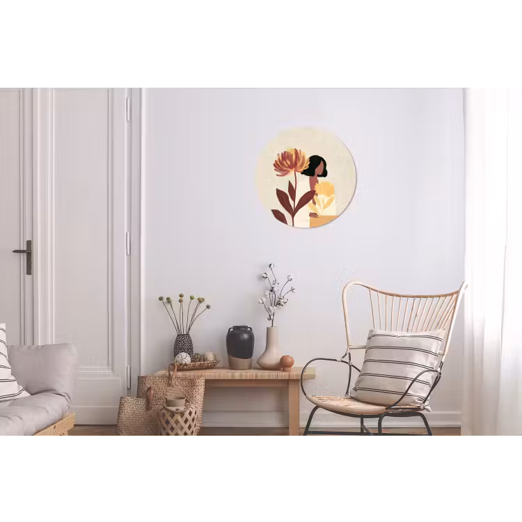 Wandcirkel - Aluminium - Vrouw - Minimalistisch - Bloem — 2